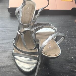 Aldo Metallic Silver Strappy Heels
